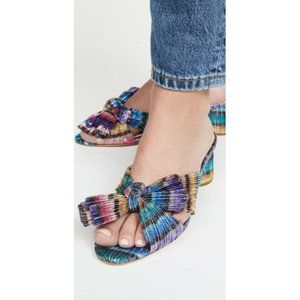 Loeffler Randall Multicolor Emilia Penny Pleated Knot Rainbow Metallic Sandals R